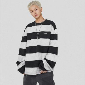 Underwater Ayu Cyberpunk Light Tie Dye Spliced Stripe Light Sweatshirt Top
